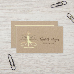 Cartão De Visita Psicólogo Terapeuta, Silhueta Dourada, Lótus, Ioga