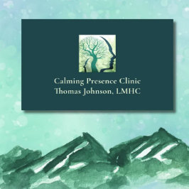 Cartão De Visita Psiquiatra Floresta Verde Cabeça na Árvore da Vida