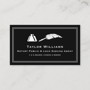 Cartão De Visita Pública Mobilidade Notarial Preto Branco Pena Cane