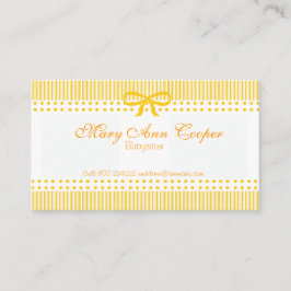 Cartão De Visita Puericultura da baby-sitter do amarelo da mostarda