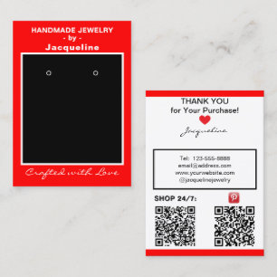 Cartão De Visita Pulseiras de Jóias Feitas à Mão Vermelhas Exibem C