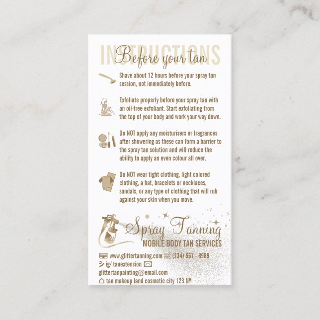 Cartão De Visita Pulverização antes da instrução da guia de assistê (Frente)