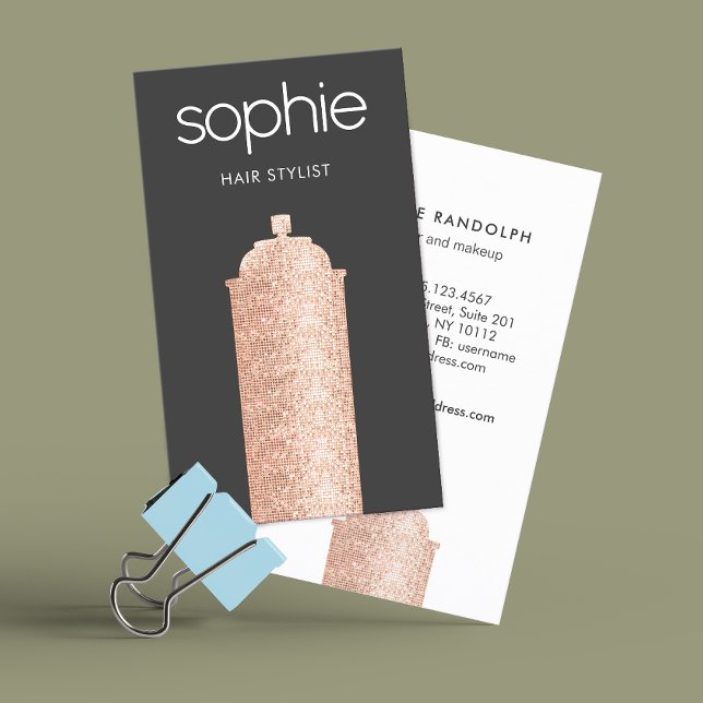 Cartão De Visita Pulverização do Cabelo Dourado Rosa de Salão Preto (Criador carregado)