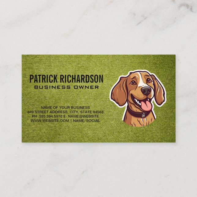 Cartão De Visita Puppy Feliz | Formação de cães (Frente)