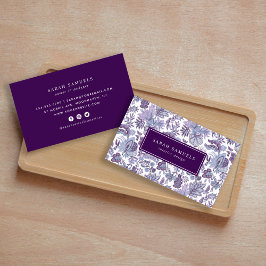 Cartão De Visita Purple Boho Vintage Floral
