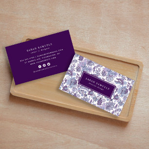 Cartão De Visita Purple Boho Vintage Floral