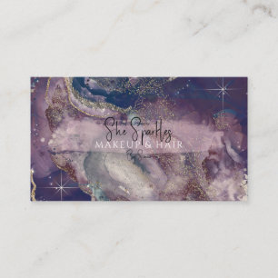Cartão De Visita Purple Watercolor Galáxia Cosmica Galáxia Sparkle