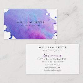 Cartão De Visita Purple Watercolor Professional Modern