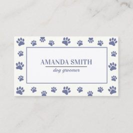 Cartão De Visita Purple White Paw Prints Dog Groomer Business Card