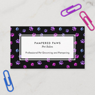 Cartão De Visita Púrpura Azul-Rosa Imprime Salão Pet Profissional