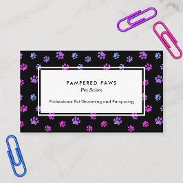 Cartão De Visita Púrpura Azul-Rosa Imprime Salão Pet Profissional