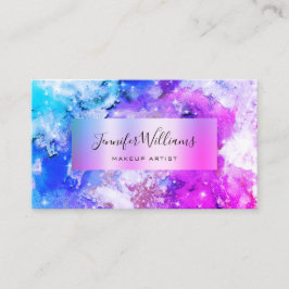 Cartão De Visita Púrpura de Bela Bela Folha de Ouro Sparkly com Aqu