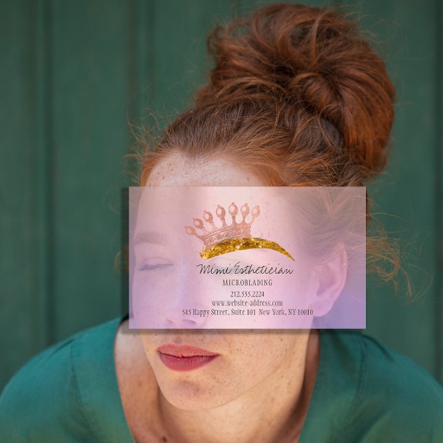 Cartão De Visita Púrpura de Rosa da Cobra da Csobrancelha (Aftercare Instruction Eyebrow Crown Rose Purple Business Card)