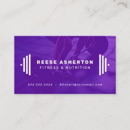 cartão de visita púrpura do treinador de malhação 
