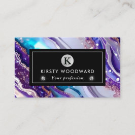Cartão De Visita Púrpura e azul de aquarela, agitação com agitador 