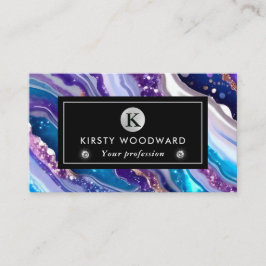 Cartão De Visita Púrpura e azul de aquarela, agitação com agitador 