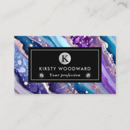 Cartão De Visita Púrpura e azul de aquarela, agitação com agitador 