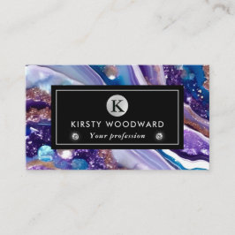 Cartão De Visita Púrpura e azul de aquarela, agitação com agitador 