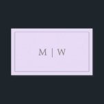 Cartão De Visita Púrpura Lilac-Violeta-Monograma Simples<br><div class="desc">Cartão de visita simples com um design moderno e minimalista, com o seu logotipo inicial de dois monogramas rodeado por uma fronteira em cinzas sobre um fundo púrpura pastel. A parte de trás tem suas informações de contato sobre um fundo branco. As fontes e as cores de fundo podem ser...</div>