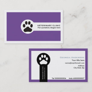Cartão De Visita Púrpura/Médica clínica veterinária