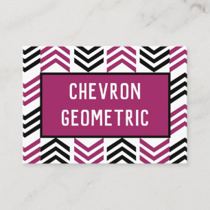 Cartão De Visita Púrpura Preto Chevron Geométrico