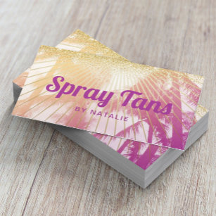 Cartão De Visita Púrpura Tropical de Palma Tropical de Spray Móvel