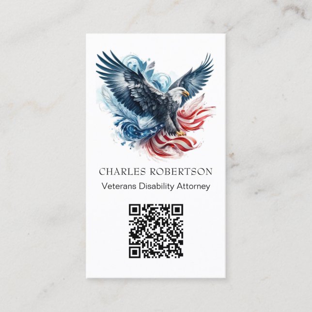 Cartão De Visita *~* QR - AP16 American Flag Bald Eagle - Foto (Frente)