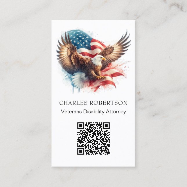 Cartão De Visita *~* QR AP16 American Flag PHOTO Bald Eagle (Frente)