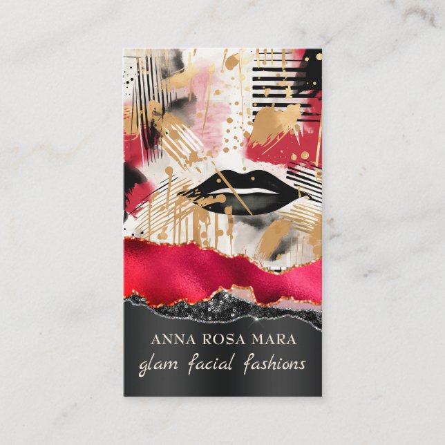 Cartão De Visita *~* QR AP5 Glam Punk Luxe 1 Fashion Bold Beauty  (Frente)