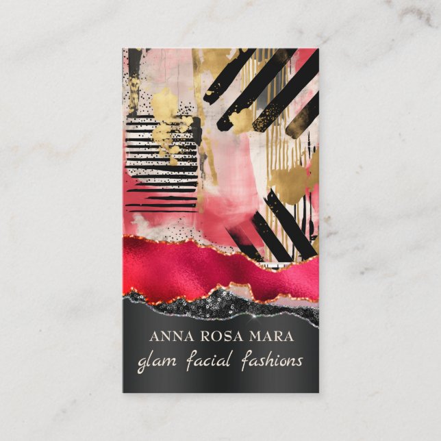 Cartão De Visita *~* QR AP5 Glam Punk Luxe 2 Fashion Bold Beauty  (Frente)