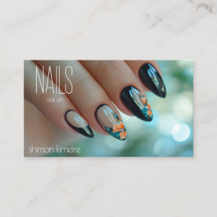 Cartão De Visita QR Arte Floral de Unhas Trend Manicure 
