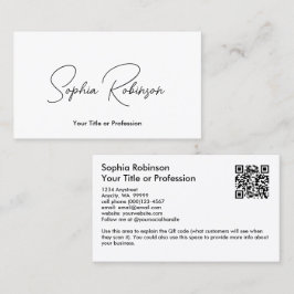 Cartão De Visita QR branco de assinatura