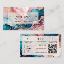 Qr Code aquarela e blush iridescente Rosa