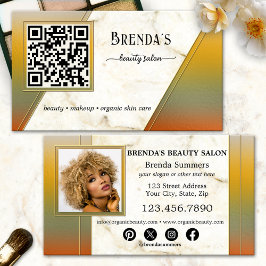 Cartão De Visita QR Code Beauty Salon Social Media Photo