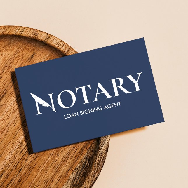 Cartão De Visita QR Code Blue & White Professional Notary (Criador carregado)