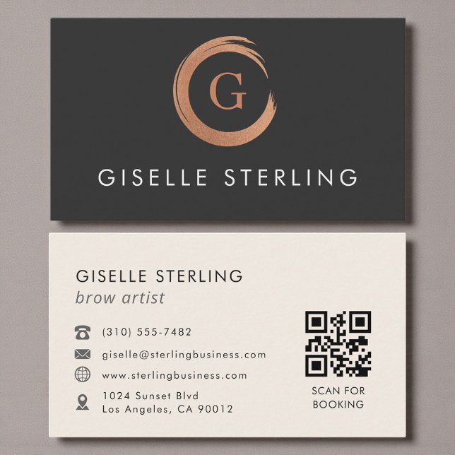 Cartão De Visita QR Code Brow Artist Modern Minimalist (Criador carregado)