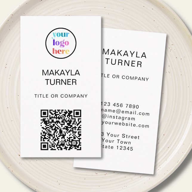 Cartão De Visita QR Code Business Professional Logo Business Card (Criador carregado)