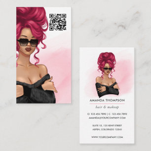 Cartão de Visita QR Code Cabeleireira Chefe
