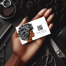 Cartão de Visita QR Code Cabeleireiro Afro-America