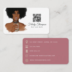 Cartão de Visita QR Code Cabeleireiro Afro-America