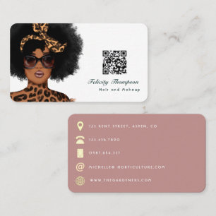 Cartão de Visita QR Code Cabeleireiro Afro-America