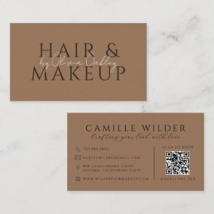 Cartão De Visita QR Code Cabelo e Maquiagem Sark Terracota