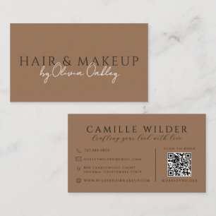 Cartão De Visita QR Code Cabelo e Maquiagem Sark Terracota