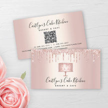 QR Code Cake Bakery Rosa Dourado Glitter Drives de