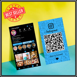 Cartão de Visita QR Code Chef Bakery Instagram Blu