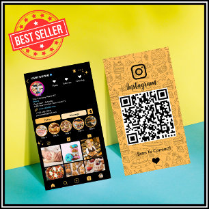 Cartão de Visita QR Code Chef Bakery Instagram Pea