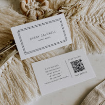 Cartão de Visita QR Code com Moldura Dupla Minimal