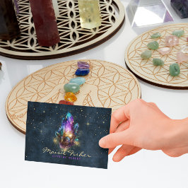 Cartão De Visita QR Code Crystal Healer Reiki Celestial Stars