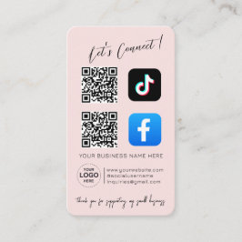 Cartão de Visita QR Code de Mídia Social Rosa