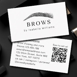 Cartão De Visita QR-Code de Salão de Sobrancelhas Minimalista Elega